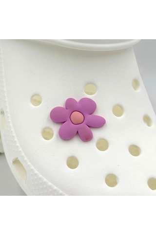 Crocs Terlik Süsü Ve Aksesuarı , Çanta Süsü Jibbitz 3d Çiçek 02 Logo Aksesuar Pembe-turuncu