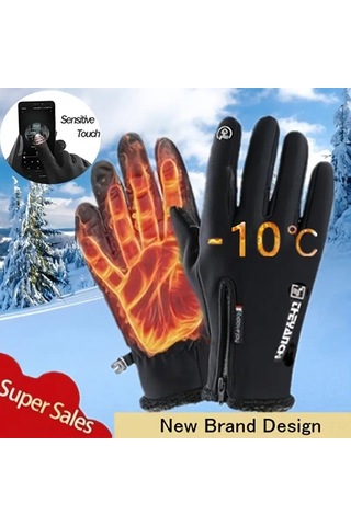 Wezone Kış Spor Eldiveni: Dokunmatik, Rüzgar Geçirmez, Suya Dayanıklı, Sürüş Ve Kayak İçin Isıtmalı Erkek Eldiveni Gri