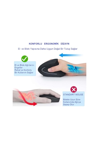 Alfalink Kablosuz Ergonomik Dikey Mouse 1600 Dpı 0011