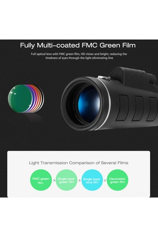 Suofeng 40x60 Hd Bak4 Prisma Tek Gözlük, Fmc Yeşil Filmi, Yerleşik Pusula, 9500m Mesafe, Taşınabilir Dış Mekan Gözlüğü