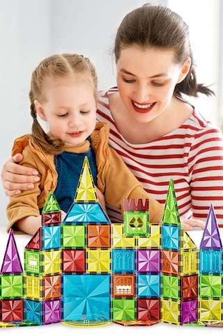 115 Parça Manyetik Bloklar Standart Seri - 7.5 Cm Mıknatıslı Yapı Blokları, Çocuk Eğitici İnşa Ve Ze