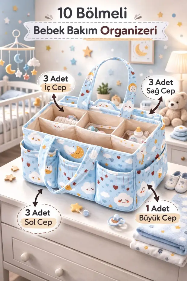 7li Set I 6'lı Set Desenli Bavul Valiz Içi Çok Amaçlı Organizer I Taşınabilir Bakım Çantası 2 Li Set Mavi