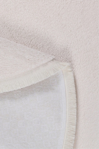 Valeryhome Vl Comfort Düz Saçaklı Peluş Düz Yolluk Ekru Oval Ekru Düz Saçak