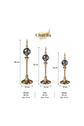 Chacha Home Kristal Küre Dekoratif Obje 3 Lü Set Lüks Salon & Konsol Aksesuarı
