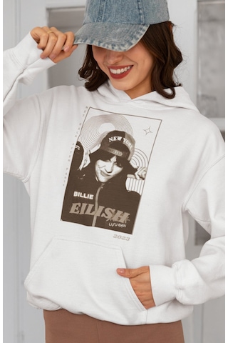 Sevbano Billie Eilish Met Gala After Party Baskılı Unisex Oversize Şarkıc beyaz
