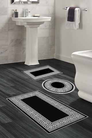 Dekoreko Kaymaz Taban Djt 3 Lü Banyo Paspas Takımı Trend Karışık Modern 608m Siyah