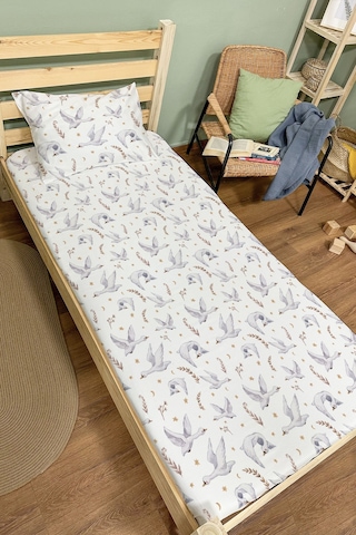 Organik Tek Kişilik Lastikli Çarşaf Seti - Kuğu Dansı Renkli