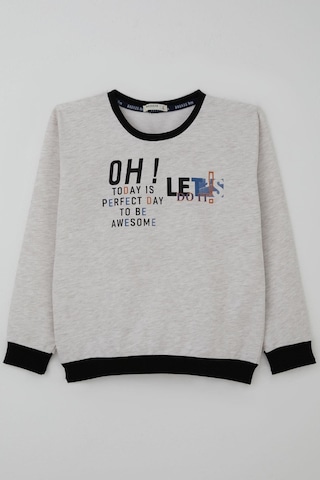 Breeze Erkek Çocuk Sweatshirt Renkli Yazı Baskılı 10-16 Yaş, Bej Melanj