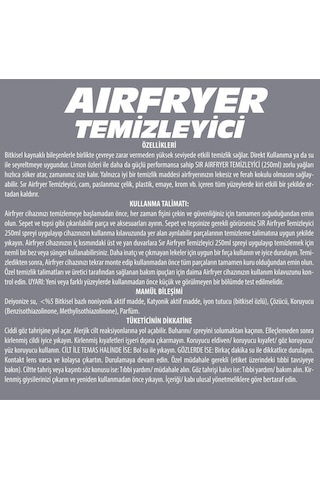 Sır Bitkisel Özlü Airfryer Temizleyici 250 ML
