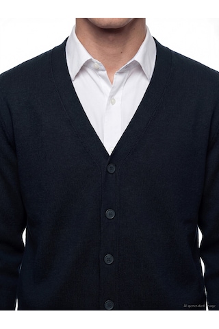 Lcwaıkıkı Classic Lacivert Regular Fit V Yaka Erkek Triko Hırka