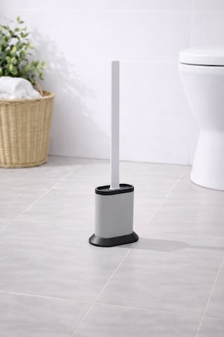 Silikon Tuvalet Fırçası Pratik Silikon Wc Klozet Fırçası Oval Gri S-210 Gri