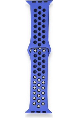 Apple Uyumlu Watch 38-40mm Silikon Kayış - Mavi/siyah
