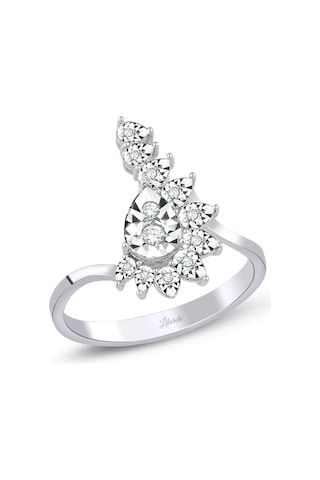 Lilarote 0.13 Ct. Damla Taç Modern Tasarım Pırlanta Yüzük