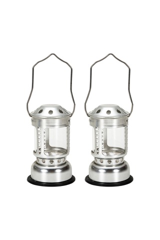 Gümüş Taşınabilir Mum Fener Gece Balıkçılığı Asılı Açık Kamp Y27407s-2 Gümüş Gümüş