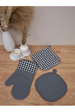 Happy Nest Mutfak Eldiveni Takımı, Silikon Mutfak Eldiveni 198002209 Gri