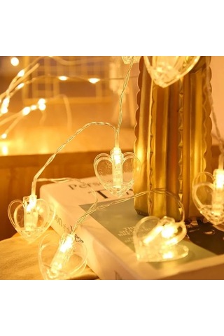 Dekor Düğün Işıkları Mandal Pilli Kalpli Gün Işığı Led Işık Led Işık Heart Photo Clip String Light Gün Işığı