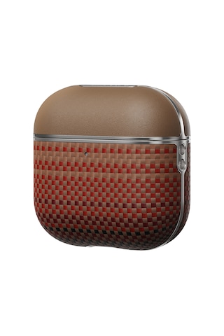 Apple Uyumlu AirPods Pro 2 Kılıf Aramid Fiber Pitaka Tactile Woven Sunset-moonrise Serisi Sunset Kapak Kahverengi