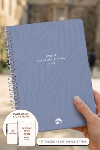 Akademik Ajanda 17x24 Cm Spiralli Stickerlı Motivasyon Sayfalı Mavi