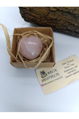 Pembe Kuvars Kalp Şeklinde Biblo-1001