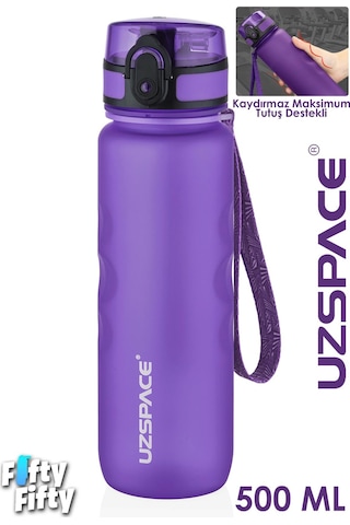 Uzspace 500 Ml Kaydırmaz Maksimum Tutuş Destekli Tritan Su Matarası -ffuz1215 Mor