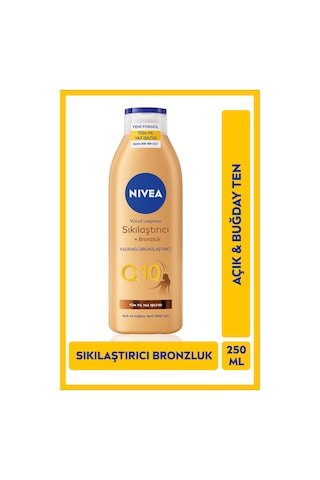 Q10 Sıkılaştırıcı Ve Bronzlaştırıcı Vücut Losyonu 250ml, Nemlendirici, Kademeli Bronzluk, Esnek Cilt