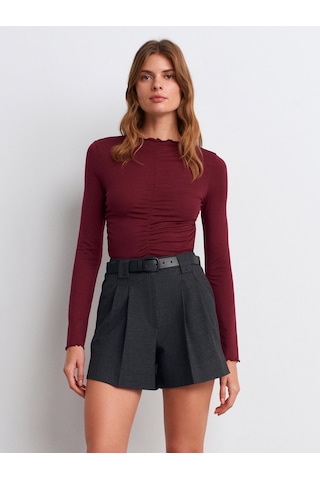 Dilvin 32112 Büzgülü Top-bordo Bordo