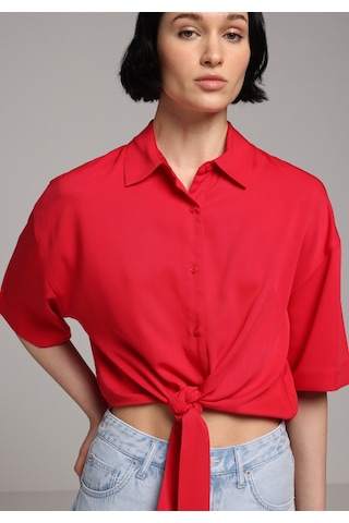 Colin's Colins Fashion Fit Shirt Neck Düz Kadın Kirmizi Kısa Kol Gömlek Cl1080562 Q1.v1 Red Kırmızı