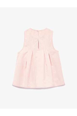 Koton Bisiklet Yaka Kolsuz Brodeli Fiyonklu Bluz Pembe 6smg60026aw Gül