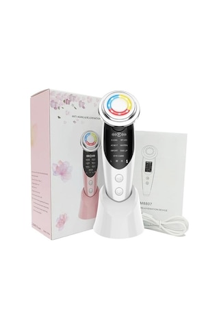 7'si 1 Arada Rf Ems Elektrikli Yüz Masaj Aleti 9317 Gençlik Ve Güzellik Cihazı Beyaz