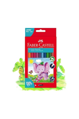 Faber-castell Jumbo Boya Kalemi, 12 Renk, Kalın Gövde Ve Uç, Kırılmaya Dirençli Özel Yapıştırma Sistemi, Kolay Açılır, Çocuklar İçin Güvenli 124-Pembe