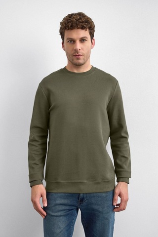 Backandbond Haki Regular Fit Bisiklet Yaka Sweatshirt