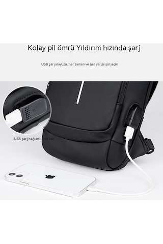 Maoyaya Erkek Motosiklet Çantası Şifre Hırsızlık Önleyici Spor Bel Çantası Gündelik Çapraz Çanta - Siyah Siyah