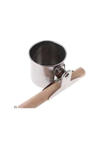 Pazly Kuş Su Besleyici Paslanmaz Çelik Ahşap Klipsli Bardak Seti