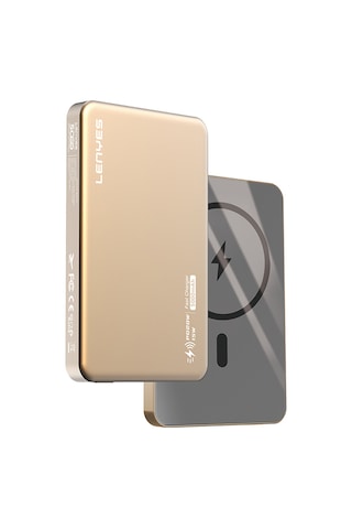 Lenyes Pw019d Pd 20w Ultra İnce Magsafe Wireless Powerbank 15w 5000mah Gold