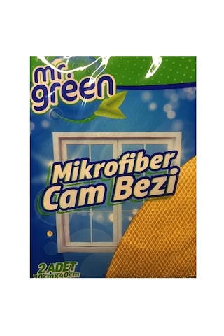 Mr Green Çok Amaçlı Genel Temizlik Ayna Cam Mikrofiber Cam Bezi 30x40 Cm 2 Adet Çok Renkli