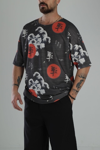 Cocopelli Çin Ağacı Desenli Oversize T-shirt Coc1872 Çok Renkli