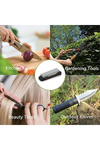 İkili Bileme Taşı Seti 120 - 320 Grıt Kalın Dikdörtgen 200x50x25 Mm & İnce Oval Tırpan Bileme Taşı 22