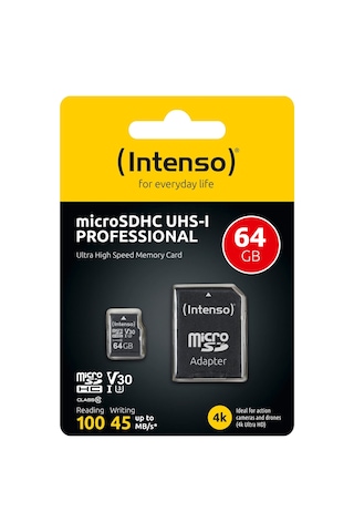 Intenso 64gb Microsdhc Uhs-ı Professıonal Class10 U3 V30 Ultra High Speed Memory Card 4k