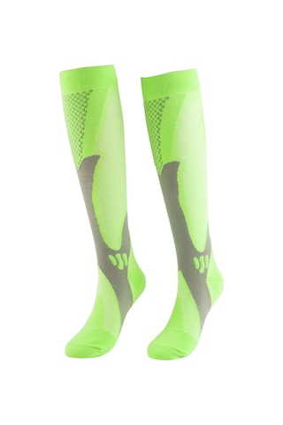 Xindoker Erkek Kadın Spor Koşu Yoga Kompresyon Çorapları, Teri Emici, Koku Önleyici, Yeşil Uzun Bilekli, Esnek Bacak Çorapları Yeşil