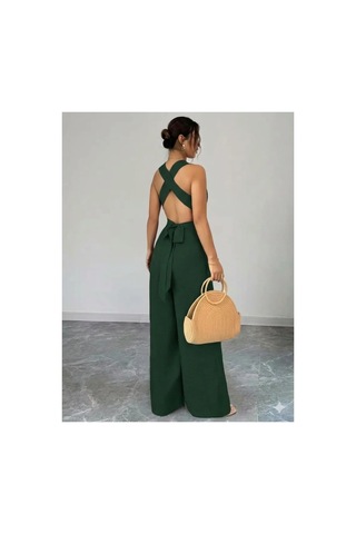 Meridefashion Kadın Askılı Halka Detaylı Arkadan Çapraz Yazlık Tulum 2xl/3xl Çok Renkli