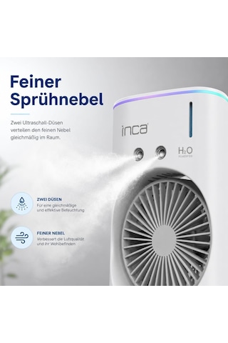 Inca Imf-10b Şarj Edilebilir 2400 Mah Taşınabilir Buzlu Su Hazneli Soğutucu Renkli Işıklı Masa Fanı Masaüstü F