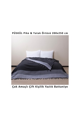 Lexroo Püskül Çift Kişilik Yatak Örtüsü Ve Pike %100 Pamuklu İnce Hafif Yazlık Battaniye Çok Renkli