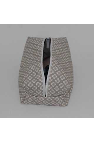 SerSev Çiçek Desenli El Yapımı Duck Kumaş Su Geçirmez Astarlı Makyaj Çantası