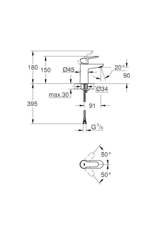 Grohe Bauedge S-Boyut Lavabo Bataryası Krom 23330000