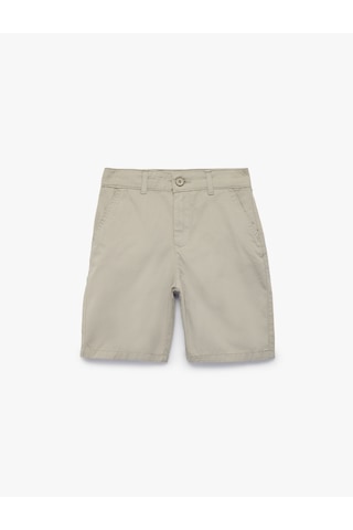 Koton Cep Detaylı Gabardin Kumaş Düğmeli Chino Şort Gri 6skb40156tw