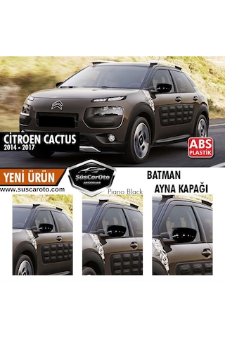 Citroen C4 Cactus 2014-2017 Uyumlu Batman Yarasa Ayna Kapağı Piano Black ABS Plastik (00) (ŞüsCarOto Aksesuar)