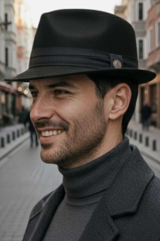 Uniquetrenders Erkek Premium Lüx Kaşe Jackson Fötr Şapka Siyah