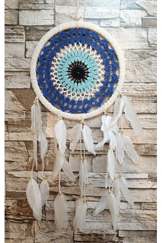 Düş Kapanı Makrome Dreamcatcher Nazar Boncuk Kuş Tüyü Rüya Kapanı Duvar Süsü Elişi