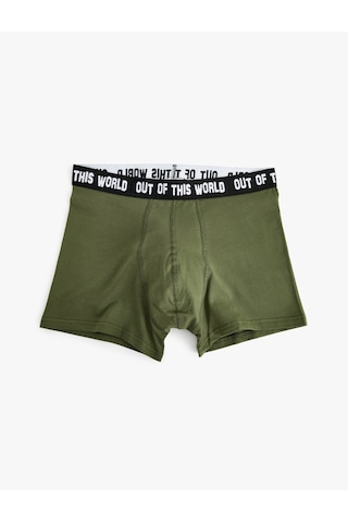 Koton 3'lü Boxer Seti Slogan Baskılı Çok Renkli Pamuklu Yeşil 5wlm90016mk Yeşil