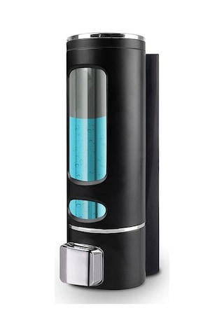 Mainshop 1 Adet Siyah 400 Ml Sabunluk Duvara Monte Şeffaf Sıvı Plastik Ve Mutfak Banyo Şişesi M-52 Siyah